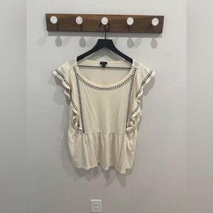 Ann Taylor Ivory Blouse with Dark Accents